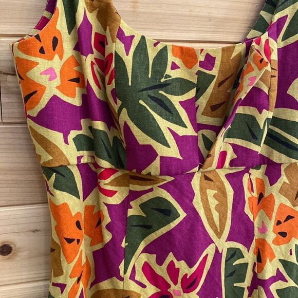 NWT Vintage Talbots Size 6 Linen Rayon Blend Floral Tank Dress Deadstock - Picture 4 of 14